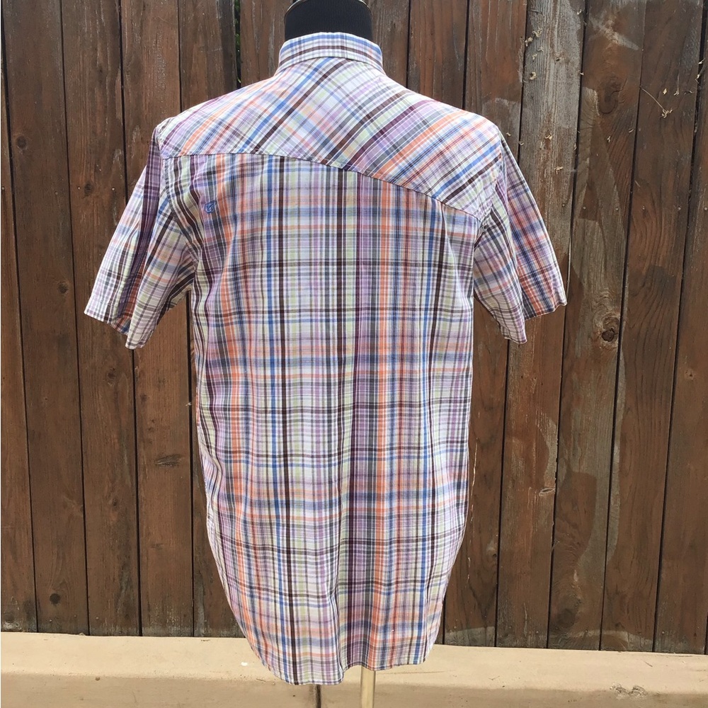 Volcom Casual Purple and Orange Plaid Button Down Shirt Item #111 - Picture 5 of 9